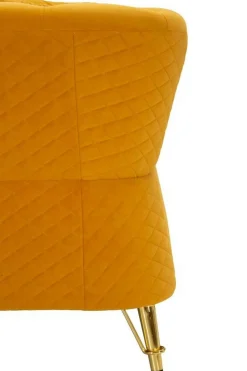 Divani Fissi 2 Posti > Dmora Divano in legno rivestito in tessuto ocra e oro 162x83x76h cm - Casio Oro, Giallo Ocra