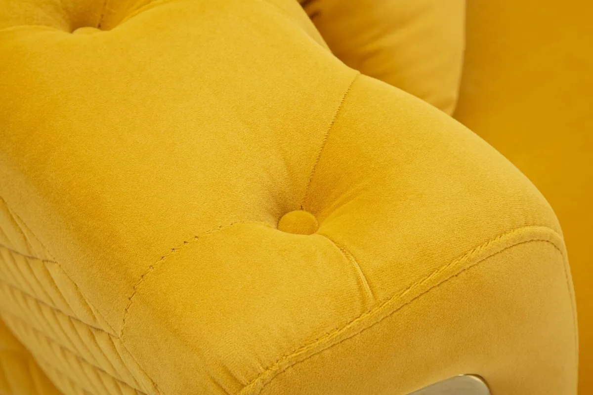 Divani Fissi 2 Posti > Dmora Divano in legno rivestito in tessuto ocra e oro 162x83x76h cm - Casio Oro, Giallo Ocra