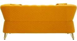 Divani Fissi 2 Posti > Dmora Divano in legno rivestito in tessuto ocra e oro 162x83x76h cm - Casio Oro, Giallo Ocra