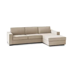 Divani Angolari|Divani Fissi Con Penisola > Dmora Divano in metallo rivestito in tessuto 280x95x90h cm - Atos Beige
