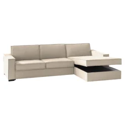 Divani Angolari|Divani Fissi Con Penisola > Dmora Divano in metallo rivestito in tessuto 280x95x90h cm - Atos Beige
