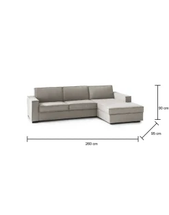 Divano in metallo rivestito in tessuto tortora 260x95x90h cm - Assobasso