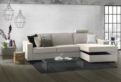 Divano in metallo rivestito in tessuto tortora 260x95x90h cm - Assobasso