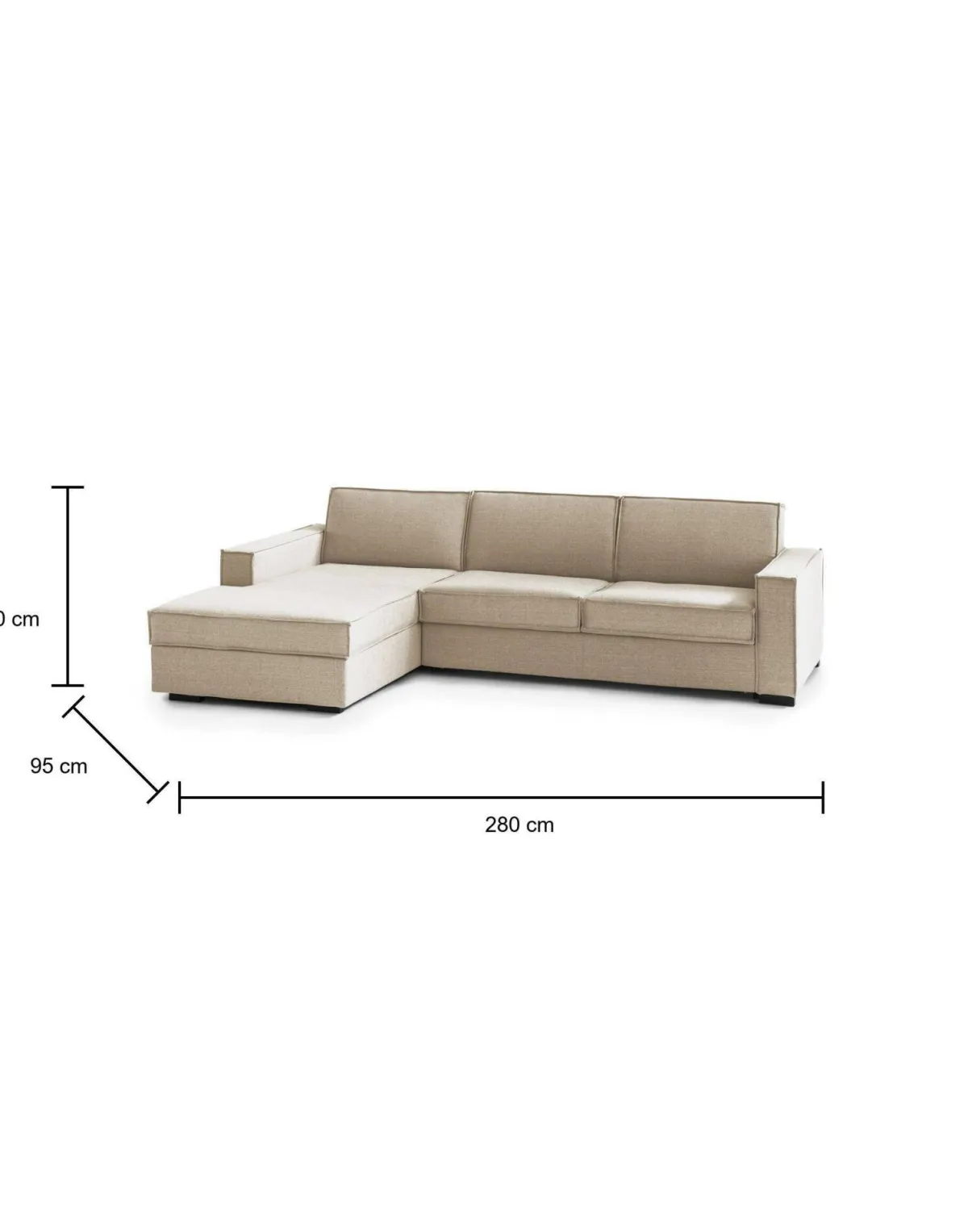 Divani Letto Con Penisola|Salotto > Dmora Divano letto angolare 280x95cm - Allaida Beige
