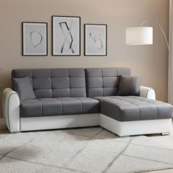 Divano letto angolare bianco e grigio 246x160cm - Argos