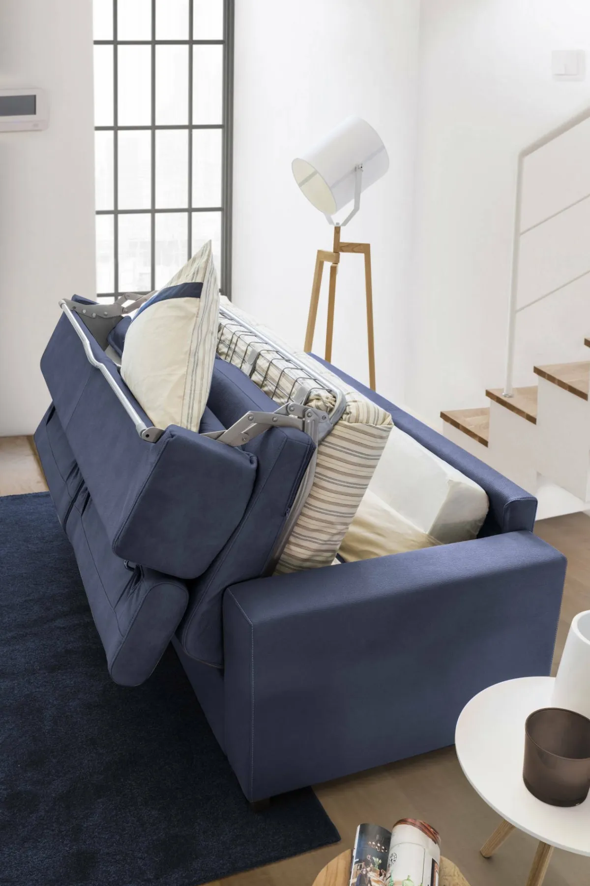 Divani Letto Con Penisola|Salotto > Dmora Divano letto angolare 260x95cm - Afar Blu