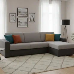 Divano letto angolare grigio e antracite 280x95cm - Aika