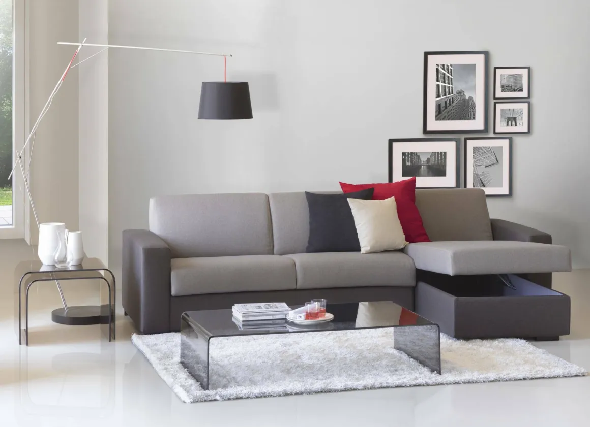 Divano letto angolare grigio e antracite 280x95cm - Aika