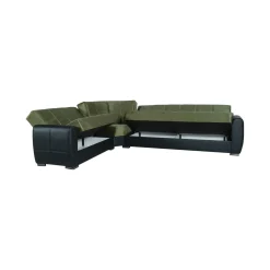 Divani Angolari|Divani Letto Con Penisola > Dmora Divano letto angolare nero e verde 305x238cm - Gaillardia Verde, Nero