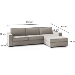 Divano letto angolare tortora 260x95cm - Afar