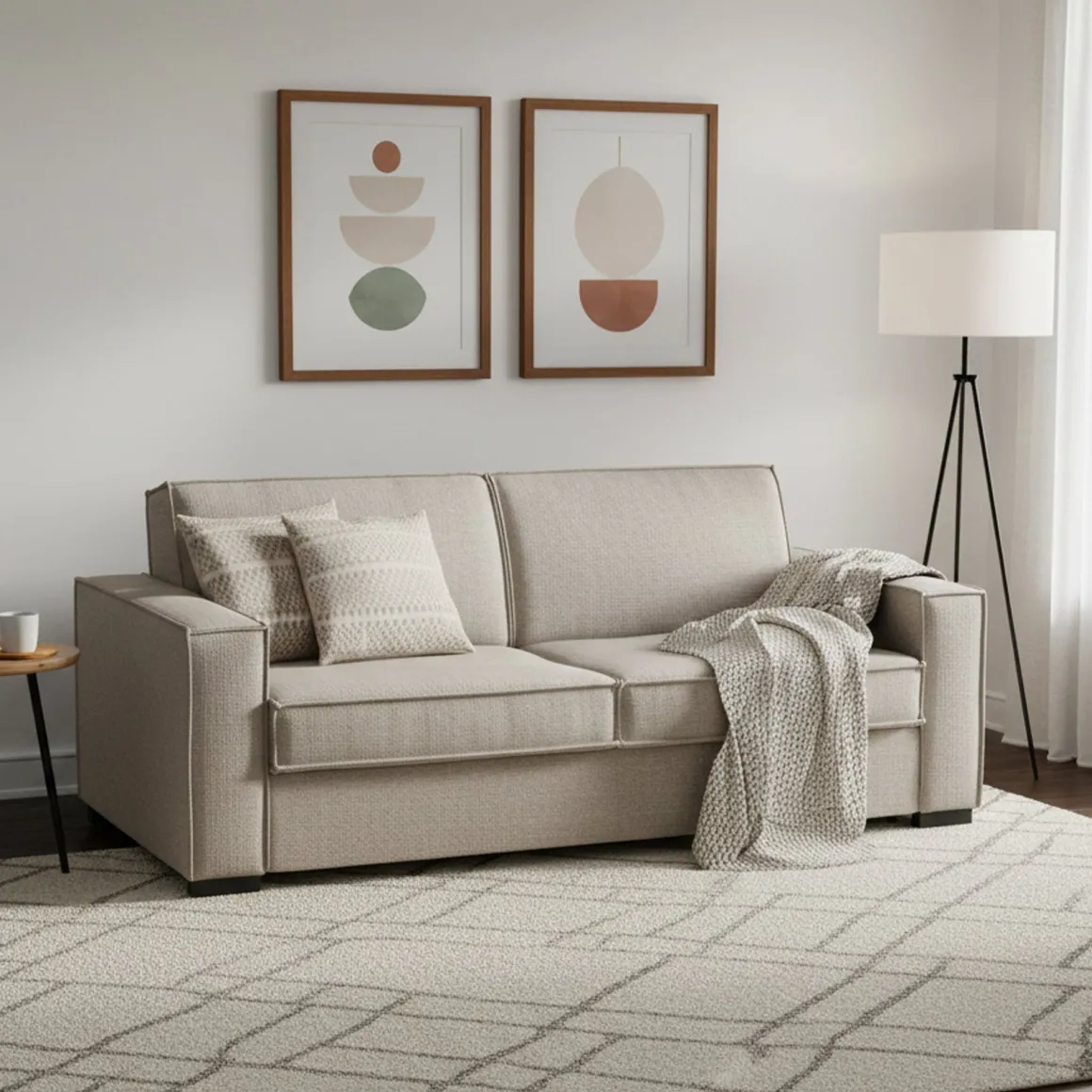 Divano letto apertura girevole tortora 180x95cm - Alisa