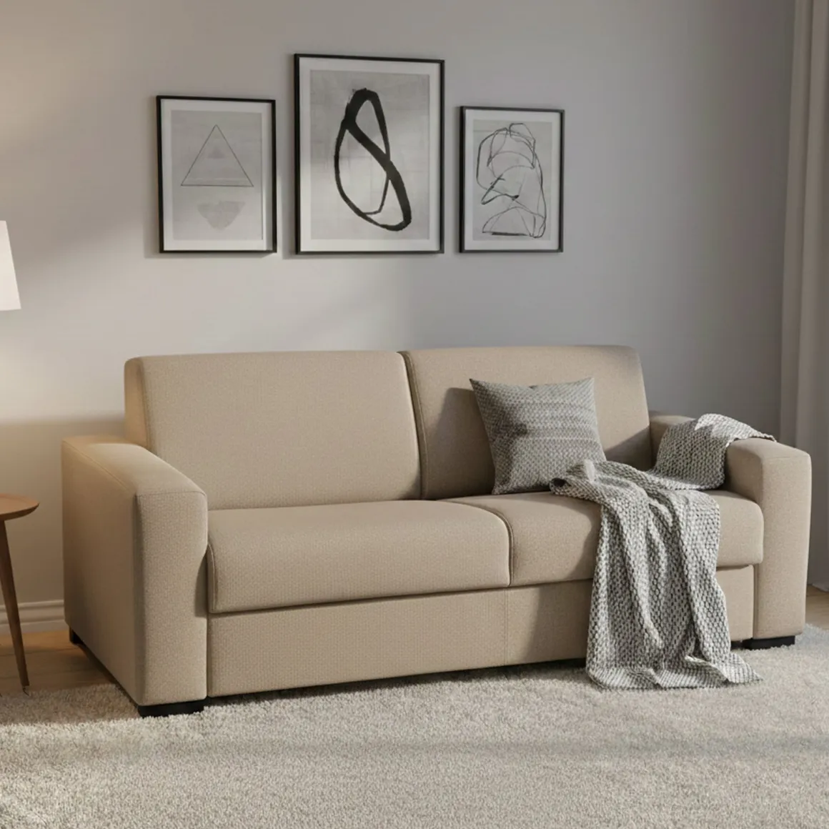 Divano letto certificato beige 180x95cm - Asimi