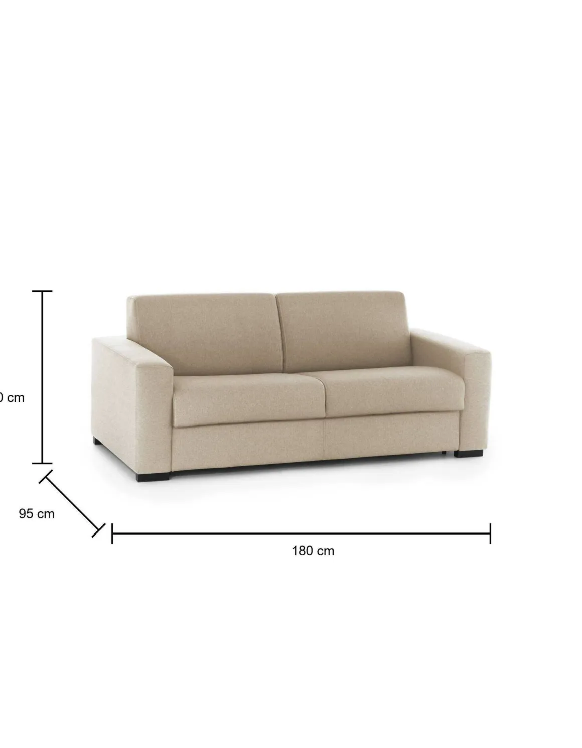 Divano letto certificato beige 180x95cm - Asimi