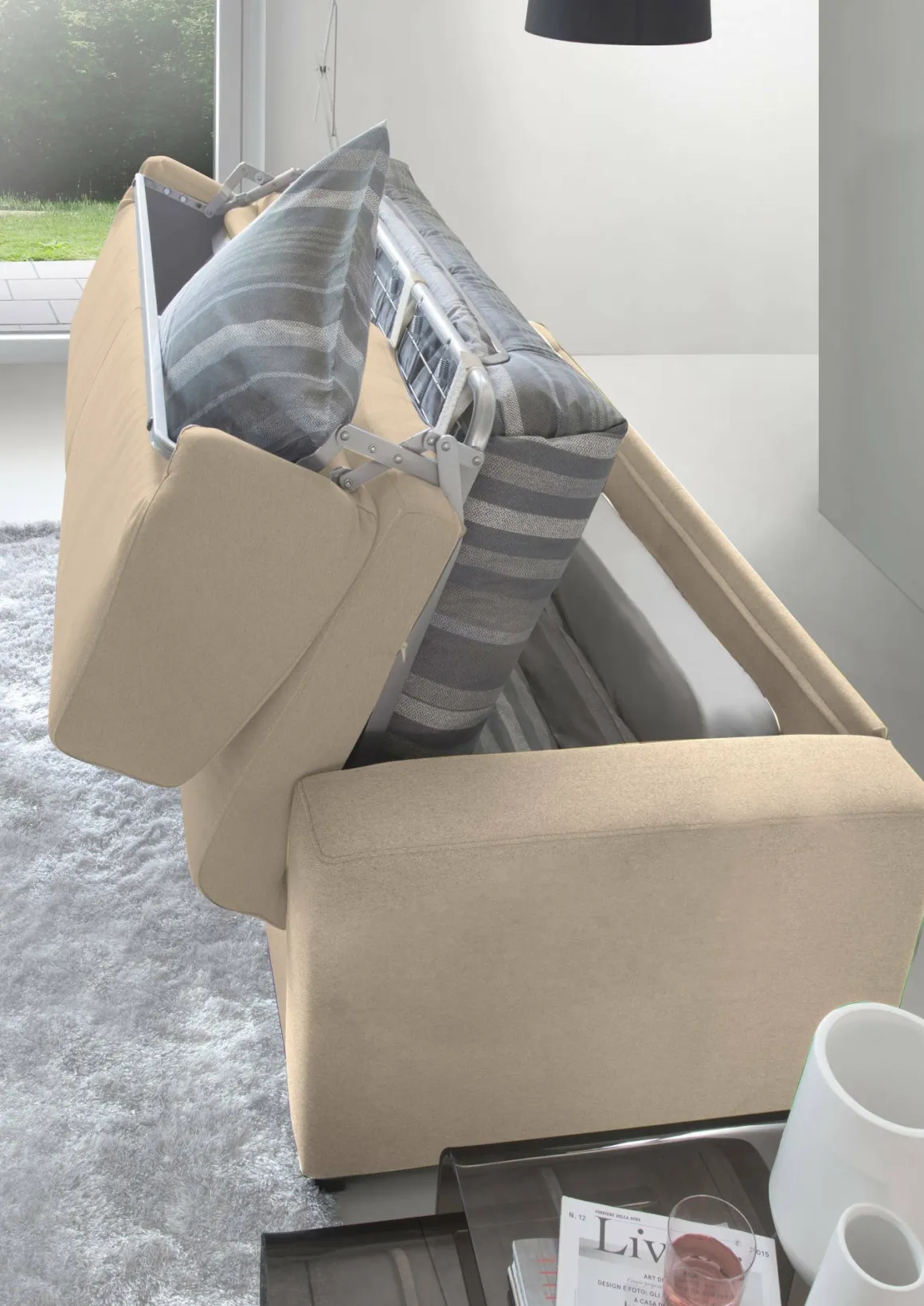 Divano letto certificato beige 180x95cm - Asimi