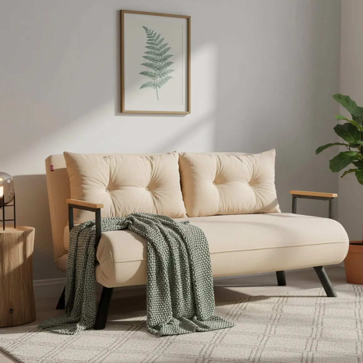 Divano letto comodo crema 133x78cm - Calvin