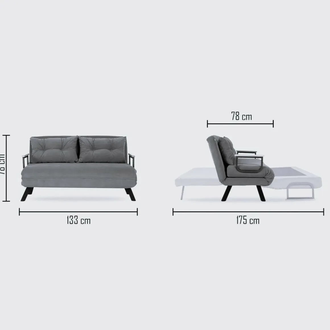 Divano letto comodo crema 133x78cm - Calvin
