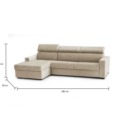 Divano letto compatto beige 260x95cm - Aloet
