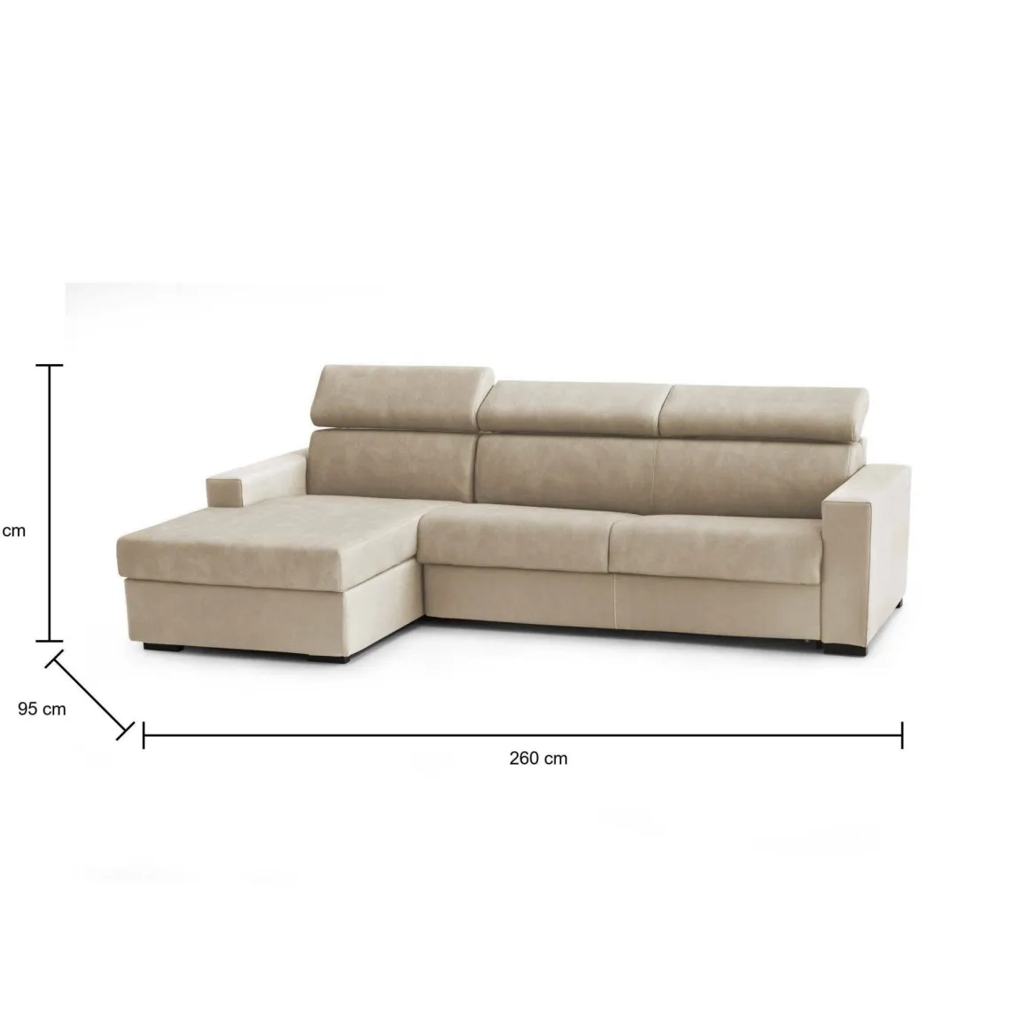 Divano letto compatto beige 260x95cm - Aloet