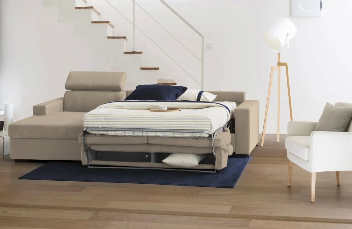 Divano letto compatto beige 260x95cm - Aloet