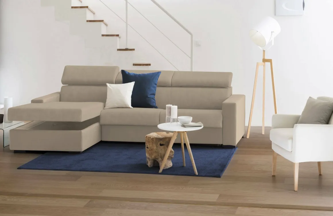 Divano letto compatto beige 260x95cm - Aloet