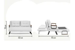Divani Letto 2 Posti|Divano Contenitore Letto > Dmora Divano letto compatto 133x78cm - Calvin Bianco