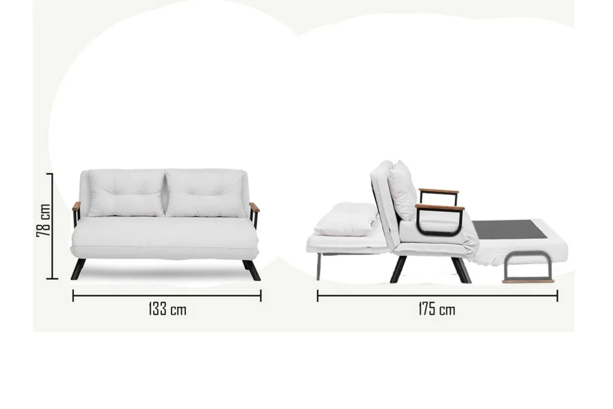 Divani Letto 2 Posti|Divano Contenitore Letto > Dmora Divano letto compatto 133x78cm - Calvin Bianco