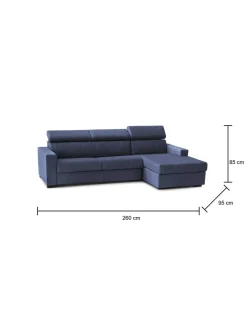 Divano letto compatto blu 260x95cm - Alibella