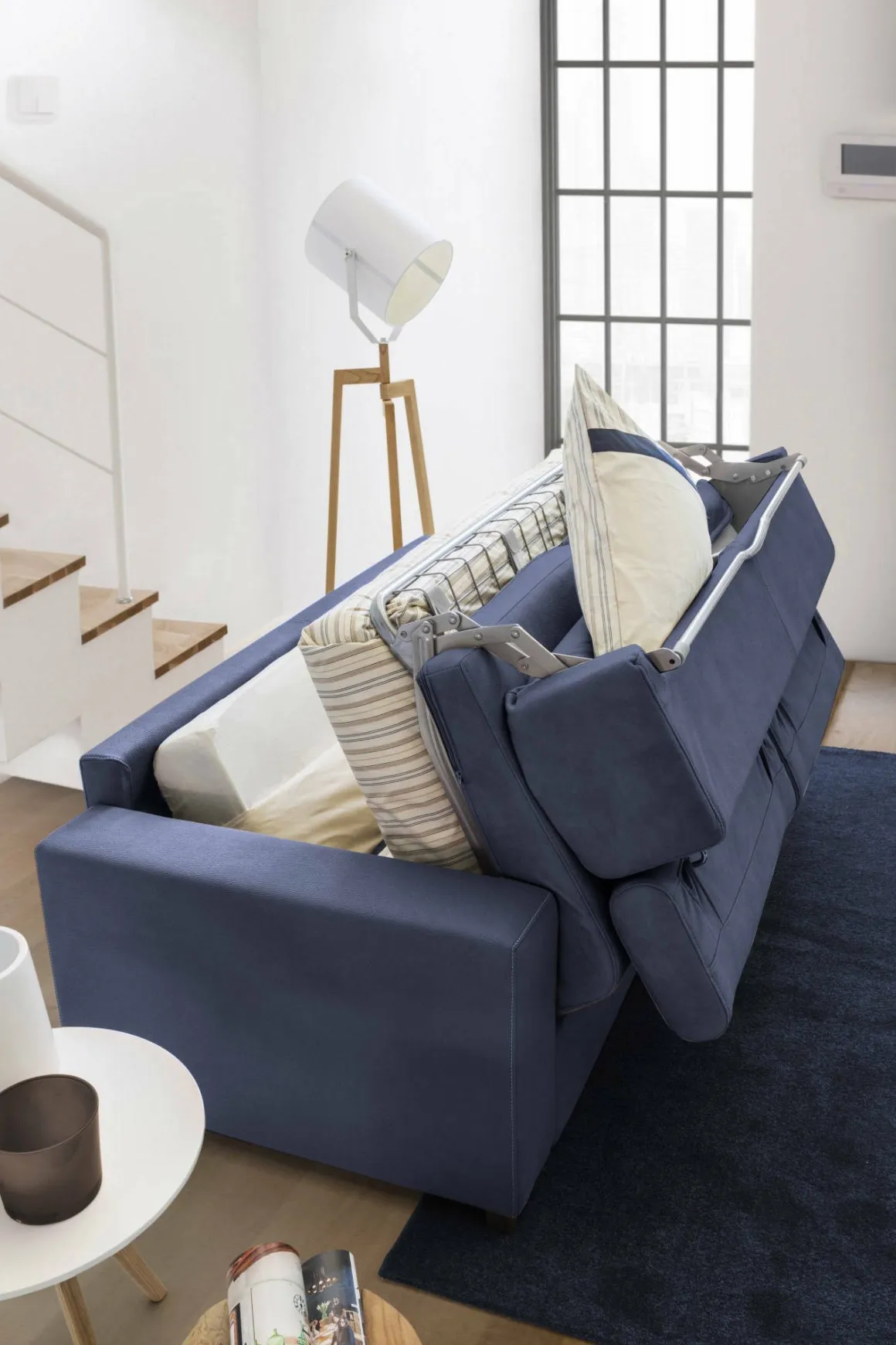 Divano letto compatto blu 260x95cm - Alibella