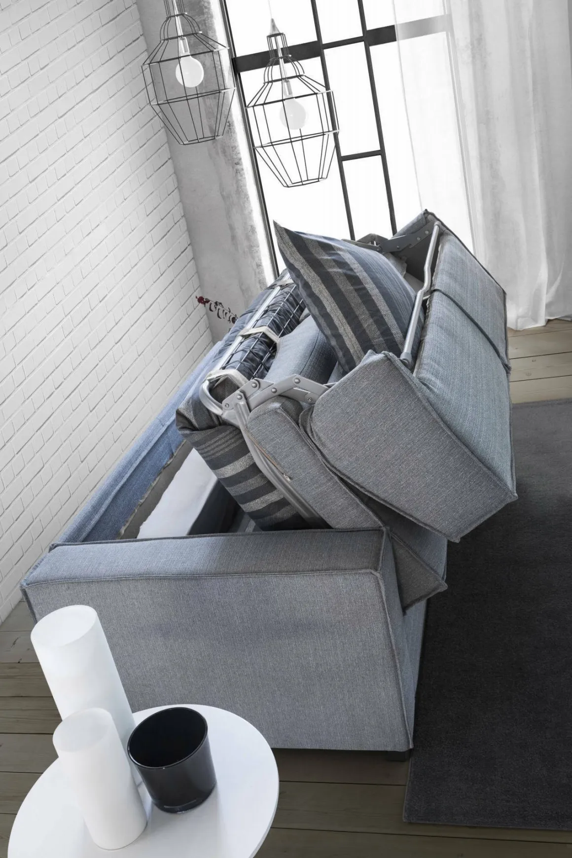 Divani Angolari|Divani Letto Con Penisola > Dmora Divano letto compatto 260x95cm - Allegria Grigio