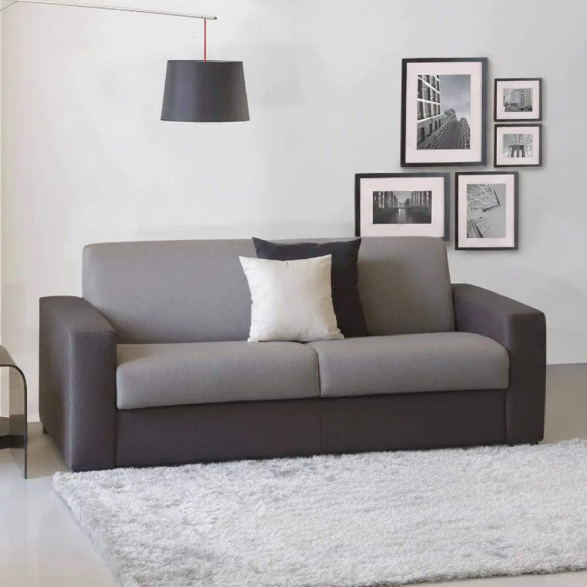 Divano letto compatto grigio e antracite 200x95cm - Zinnia