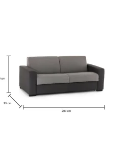 Divano letto compatto grigio e antracite 200x95cm - Zinnia
