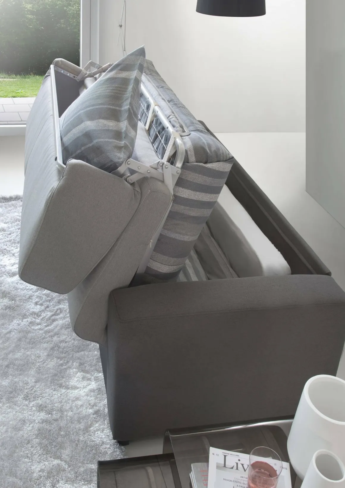 Divano letto compatto grigio e antracite 200x95cm - Zinnia