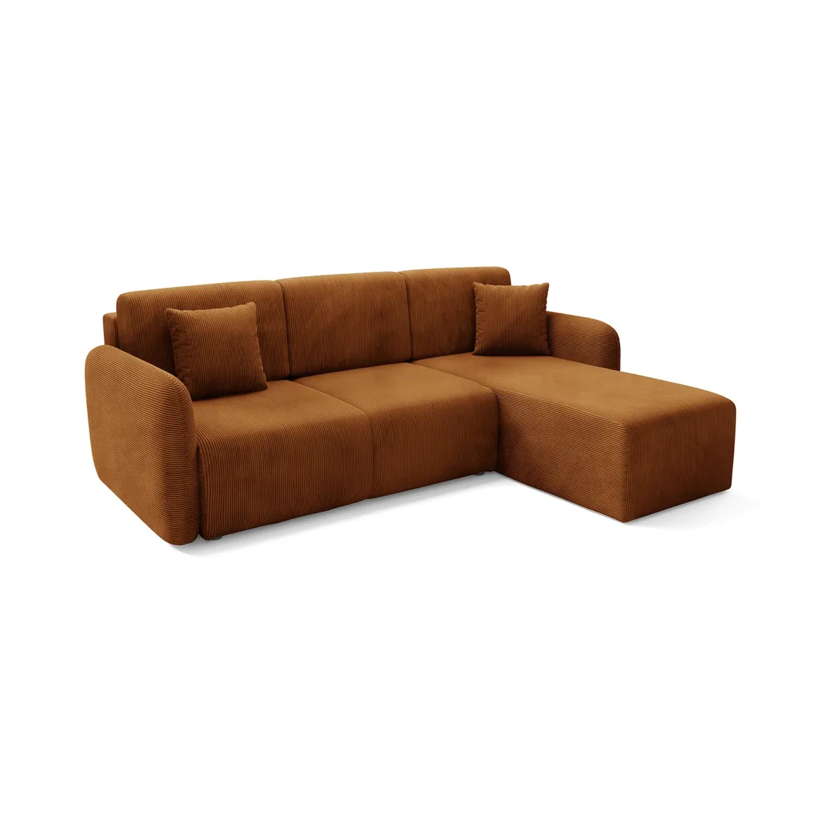 Divani Angolari|Divani Letto Con Penisola > Dmora Divano Letto con Penisola Contenitore Reclinabile 207x148 cm, Reversibile - Pagno Arancione Scuro
