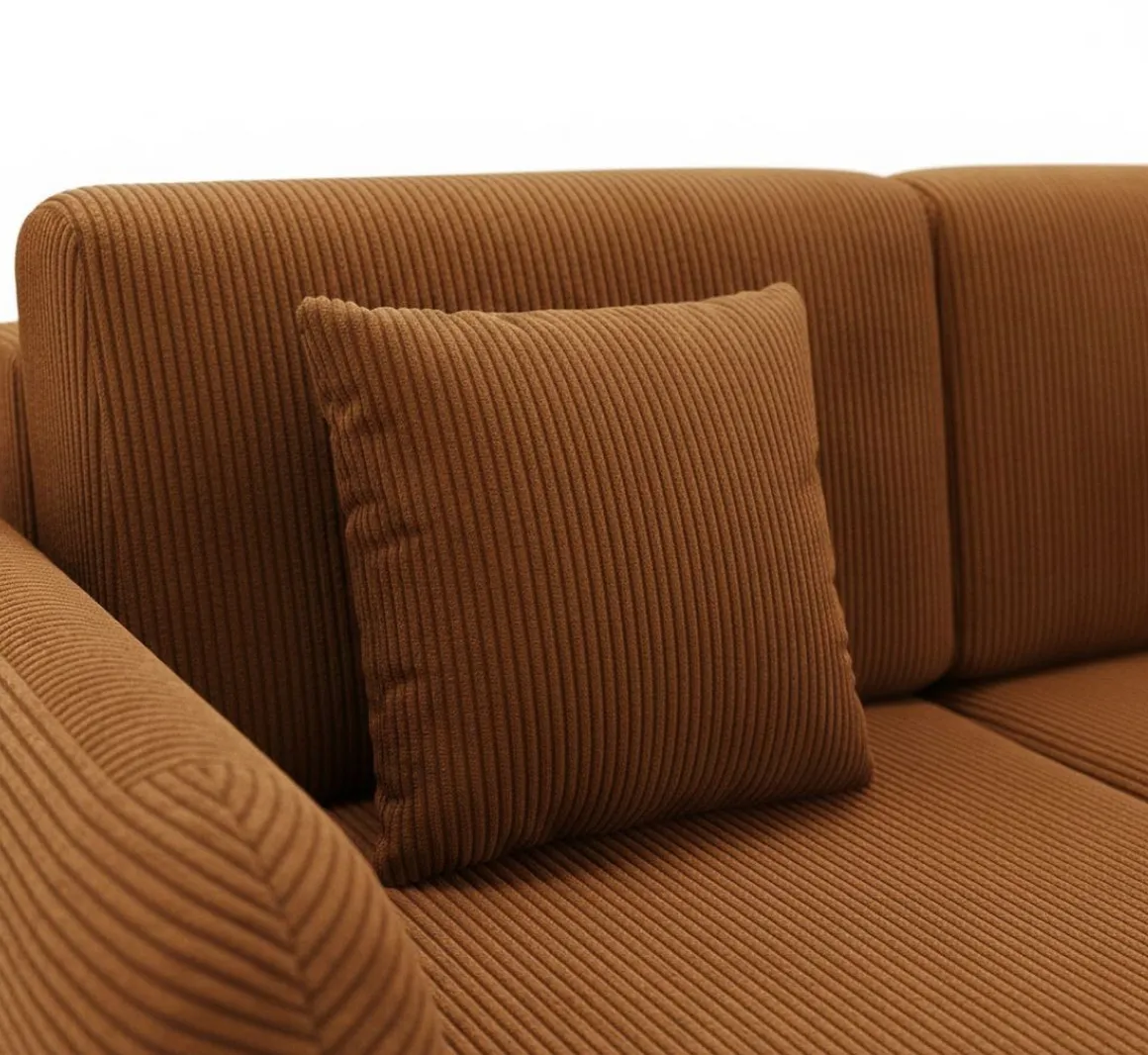 Divani Angolari|Divani Letto Con Penisola > Dmora Divano Letto con Penisola Contenitore Reclinabile 207x148 cm, Reversibile - Pagno Arancione Scuro