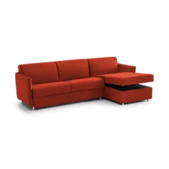 Divani Angolari|Divani Letto Con Penisola > Dmora Divano Letto con Penisola Sfoderabile Contenitore 260x160 cm, Idrorepellente Multiposizione Trasformabile in Letto Made in Italy - Sumirago Arancione