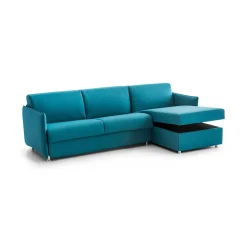 Divani Angolari|Divani Letto Con Penisola > Dmora Divano Letto con Penisola Sfoderabile Contenitore 260x160 cm, Idrorepellente Multiposizione Trasformabile in Letto Made in Italy - Sumirago Azzurro