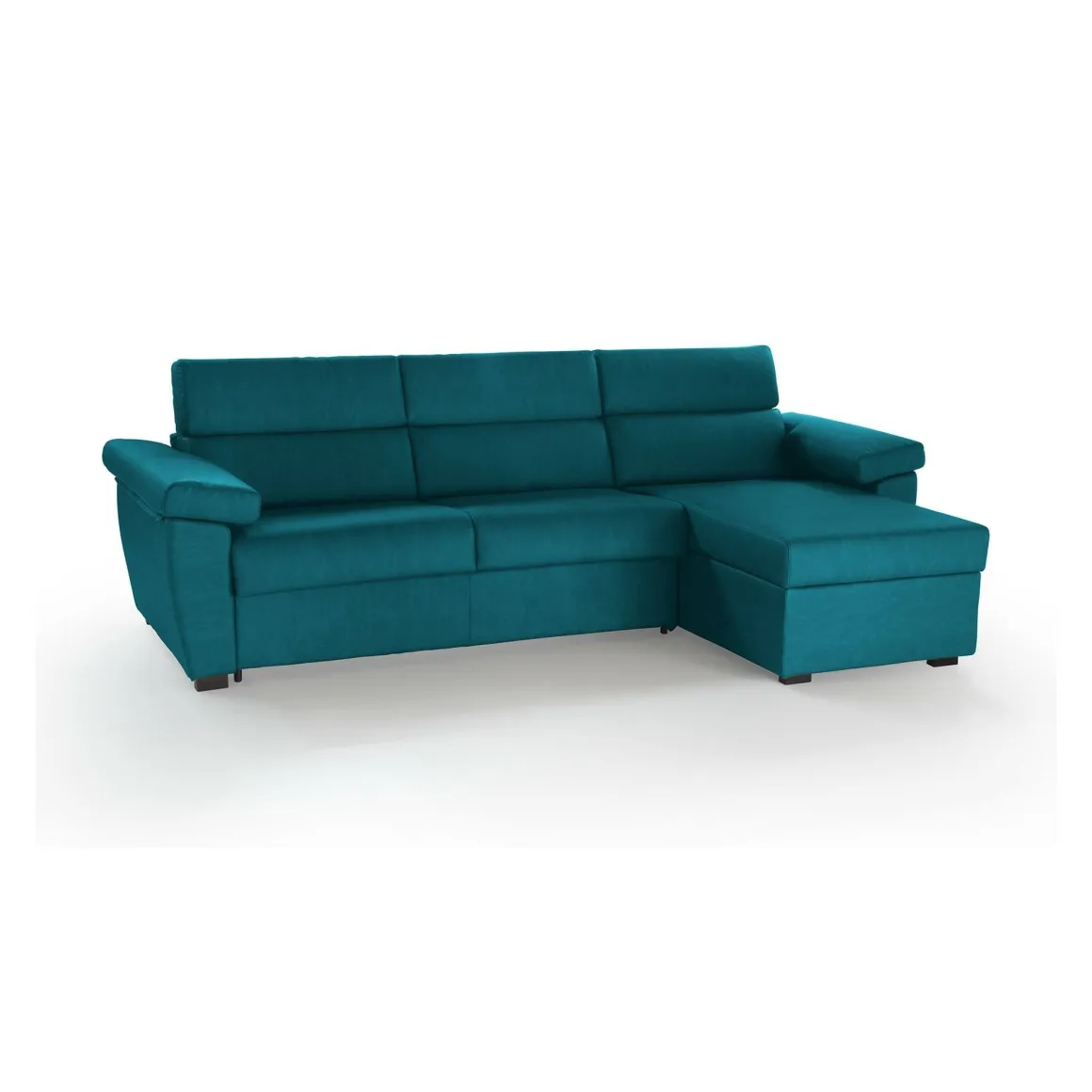 Divano Letto con Penisola Azzurro Sfoderabile Contenitore 285x160 cm, Idrorepellente Multiposizione Trasformabile in Letto Made in Italy - Tolle