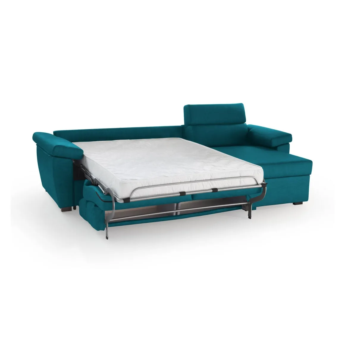 Divano Letto con Penisola Azzurro Sfoderabile Contenitore 285x160 cm, Idrorepellente Multiposizione Trasformabile in Letto Made in Italy - Tolle