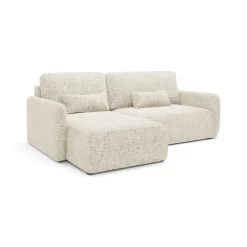 Divani Angolari|Divani Letto Con Penisola > Dmora Divano Letto con Penisola Contenitore Reclinabile 229x148 cm, Cuscini Sfoderabili - Rezzo Beige Chiaro