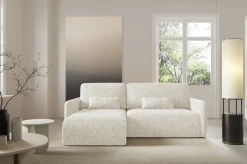 Divani Angolari|Divani Letto Con Penisola > Dmora Divano Letto con Penisola Contenitore Reclinabile 229x148 cm, Cuscini Sfoderabili - Rezzo Beige Chiaro