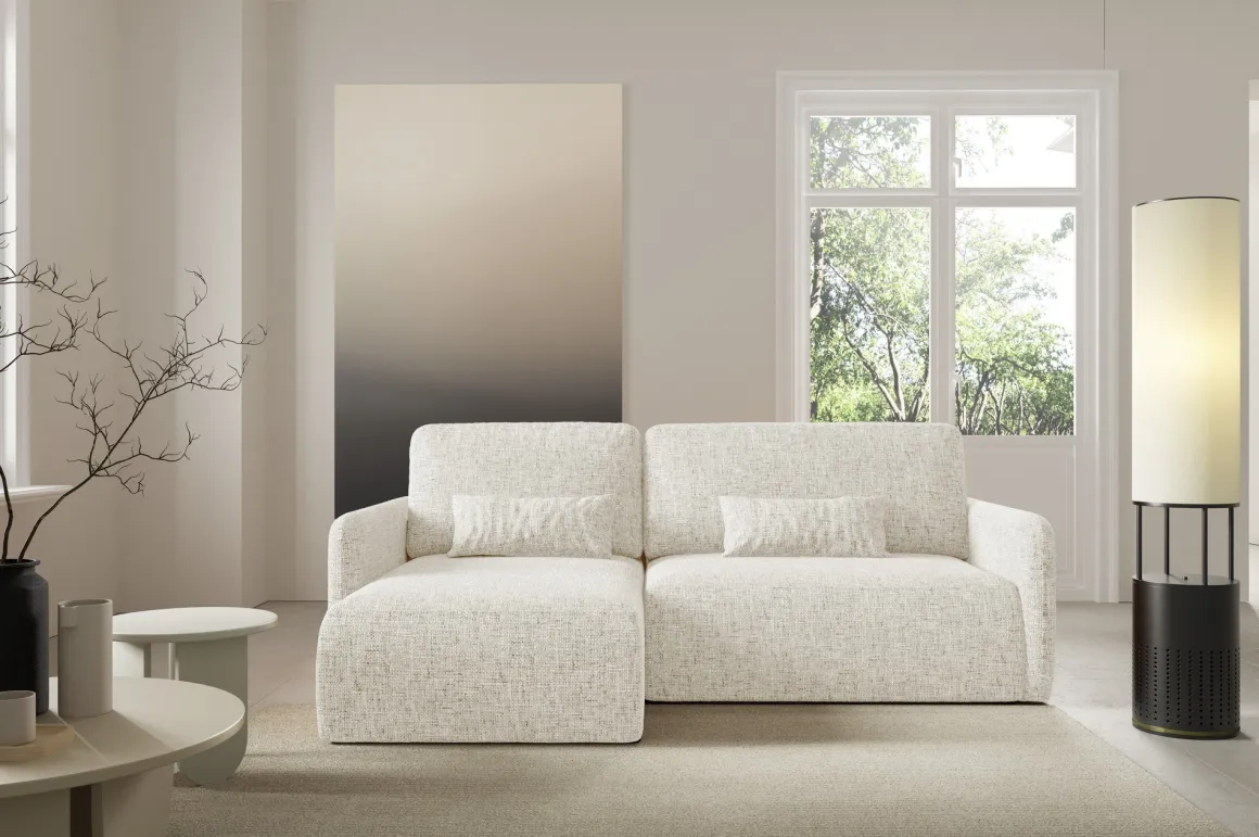 Divani Angolari|Divani Letto Con Penisola > Dmora Divano Letto con Penisola Contenitore Reclinabile 229x148 cm, Cuscini Sfoderabili - Rezzo Beige Chiaro