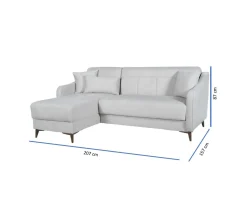 Divano Letto con Penisola Beige Contenitore 207x157 cm, Lavabile - Propata