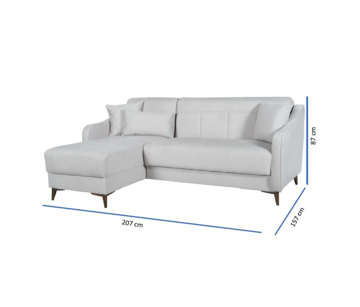 Divano Letto con Penisola Beige Contenitore 207x157 cm, Lavabile - Propata