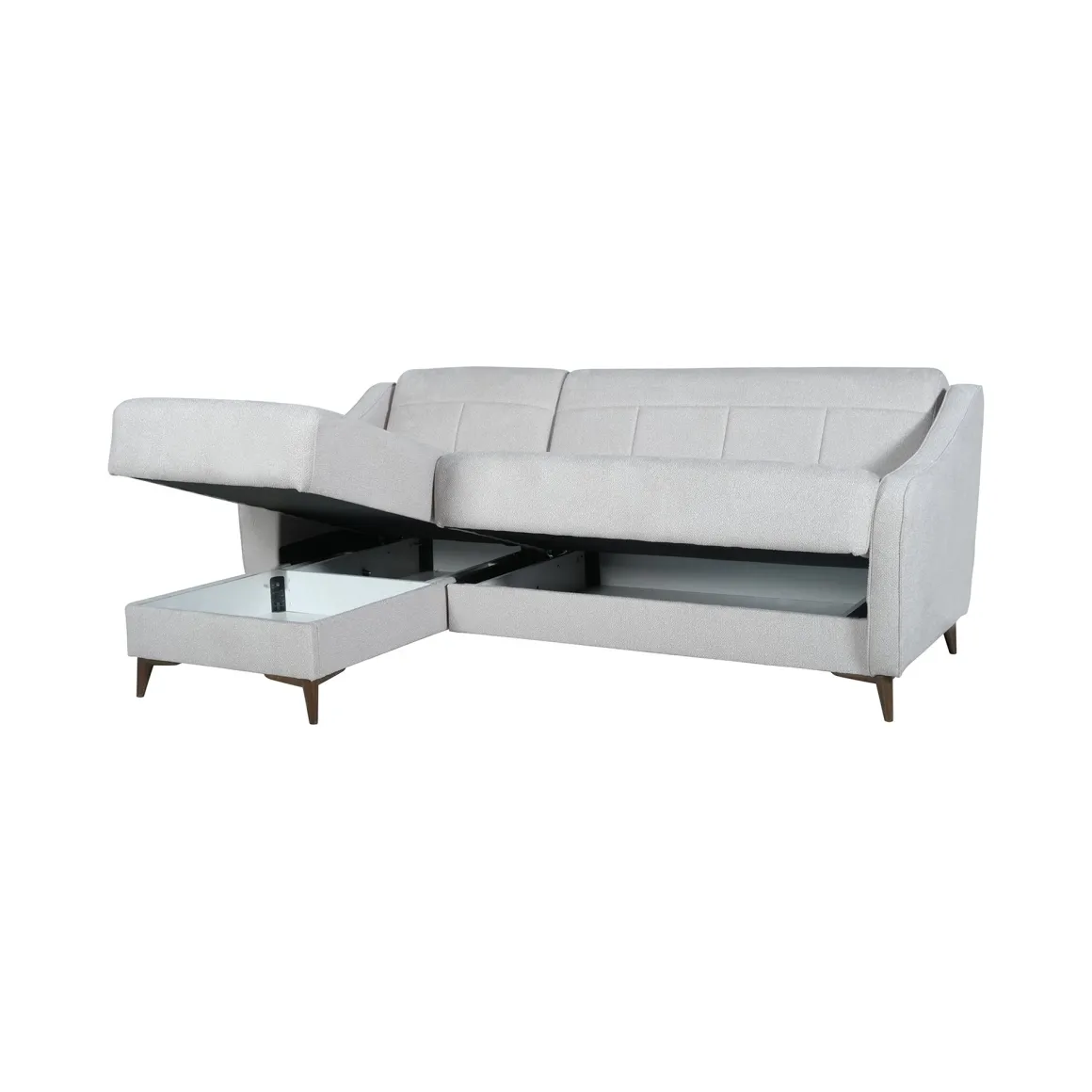Divano Letto con Penisola Beige Contenitore 207x157 cm, Lavabile - Propata