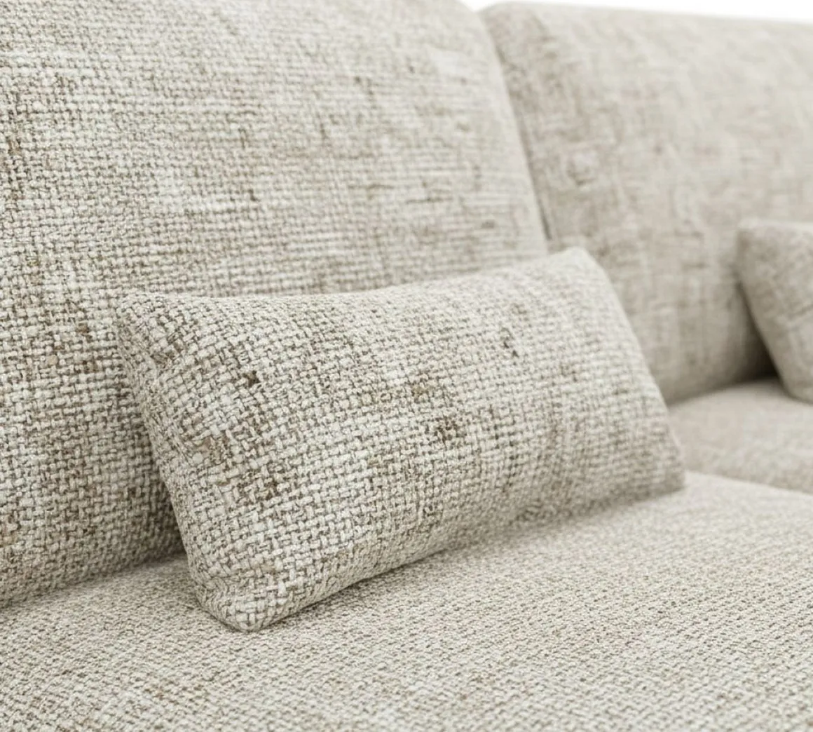 Divano Letto con Penisola Beige Contenitore Reclinabile 207x148 cm, Reversibile - Pagno