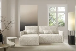 Divano Letto con Penisola Beige Contenitore Reclinabile 207x148 cm, Reversibile - Pagno