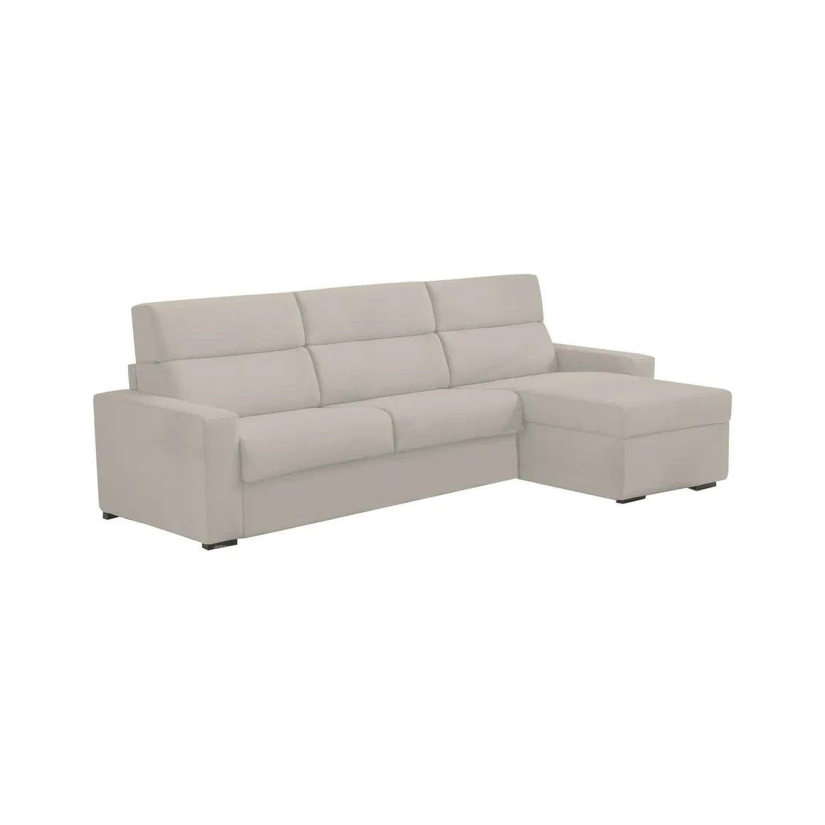 Divano Letto con Penisola Beige Sfoderabile Contenitore 280x160 cm, Idrorepellente Multiposizione Trasformabile in Letto Made in Italy - Celleno