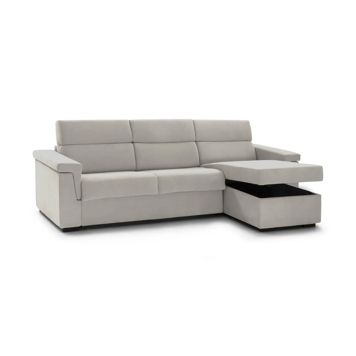 Divano Letto con Penisola Beige Sfoderabile Contenitore 285x160 cm, Idrorepellente Multiposizione Trasformabile in Letto Made in Italy - Esca