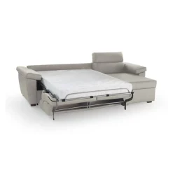 Divano Letto con Penisola Beige Sfoderabile Contenitore 285x160 cm, Idrorepellente Multiposizione Trasformabile in Letto Made in Italy - Priverno