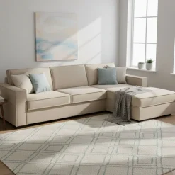 Divano letto con penisola beige 260x95cm - Afar
